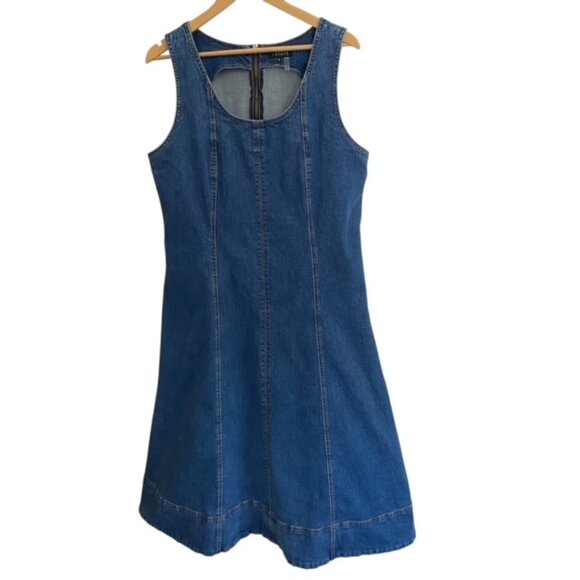 1. State Scoop Neck sleeveless denim Fit & Flare Dress XLarge - Picture 2 of 5